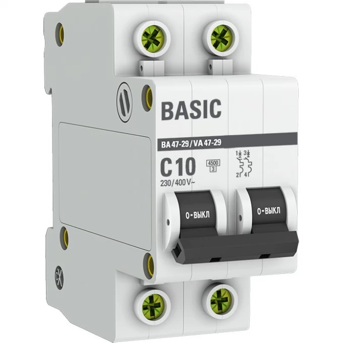 Автоматический выключатель EKF BASIC 2P 10А (C) 4,5кА ВА 47-29 mcb4729-2-10C Автоматический выключатель EKF BASIC 2P 10А (C) 4,5кА ВА 47-29 mcb4729-2-10C