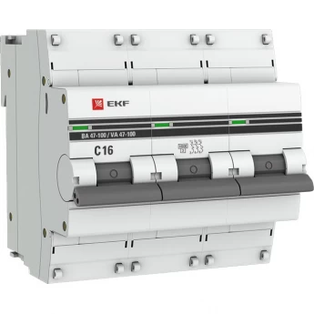 Автоматический выключатель EKF PROXIMA 3P 16А (C) 10kA ВА 47-100