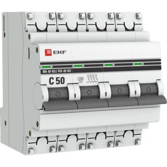 Автоматический выключатель EKF PROXIMA 4P 50А (C) 4,5kA ВА 47-63