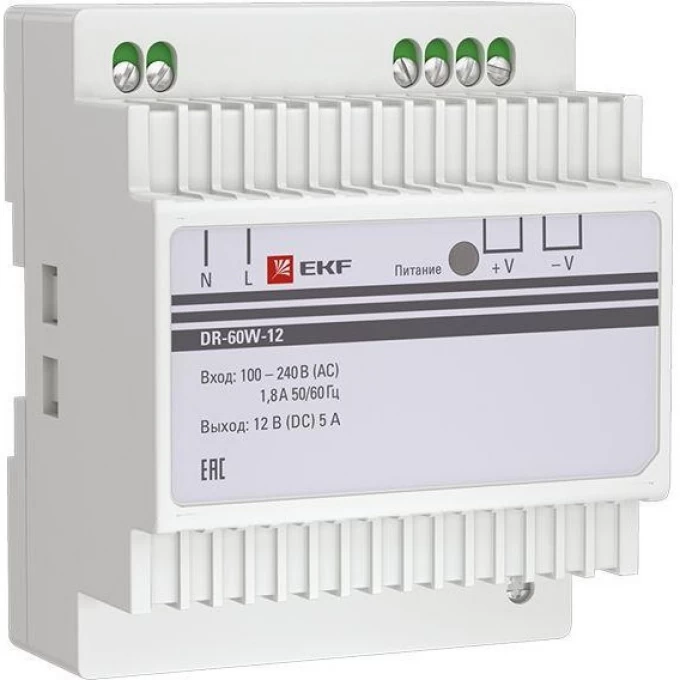 Блок питания EKF PROXIMA 12В dr-60w-12 Блок питания EKF PROXIMA 12В dr-60w-12