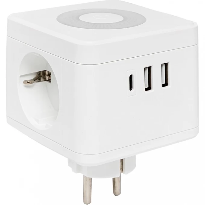 Тройник EKF Куб 2 гнезда 2USB 2,4А+Type C + Ночник UBA-CUB-T2-TC Тройник EKF Куб 2 гнезда 2USB 2,4А+Type C + Ночник UBA-CUB-T2-TC